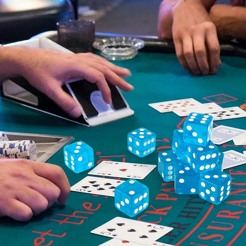Abilat 12 Pieces 19mm Casino Dice Set Translucent 6 Sided Game Dices Square Corner Acrylic Dice for Casino Vegas Theme Birthday Party Supplies Board Games Classroom Teaching (Light Blue) - Image 5